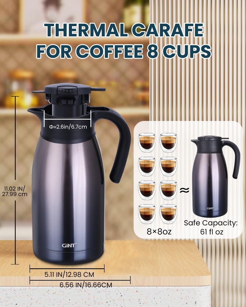 GiNT 1.9L / 64Oz Thermal Coffee Carafe, Insulated Stainless Steel Coffee Carafes for Keeping Hot/Double Walled Vacuum Thermal Carafe (Purple) - Image 5
